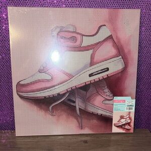 🆕💜 Hobby Lobby Pink & White Sneaker Diamond Art Canvas Kit 15.75”